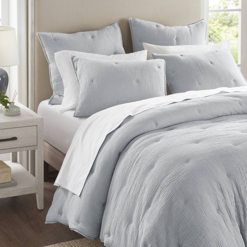 Breeze Cotton Gauze Embroidered Euro Sham, Blue