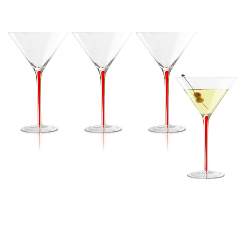 Cobalt Tempest 12 oz. Verre à martini, Clear/Red