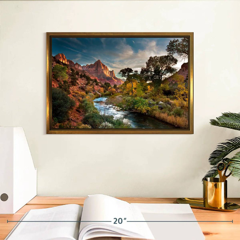 Paysage de Sion, Cadre flottant doré, 13 po x 9 po