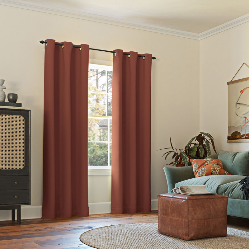Burrier Wayfair Basics Blackout Grommet Curtain Panel, 54" W x 108" L, Terracotta Red