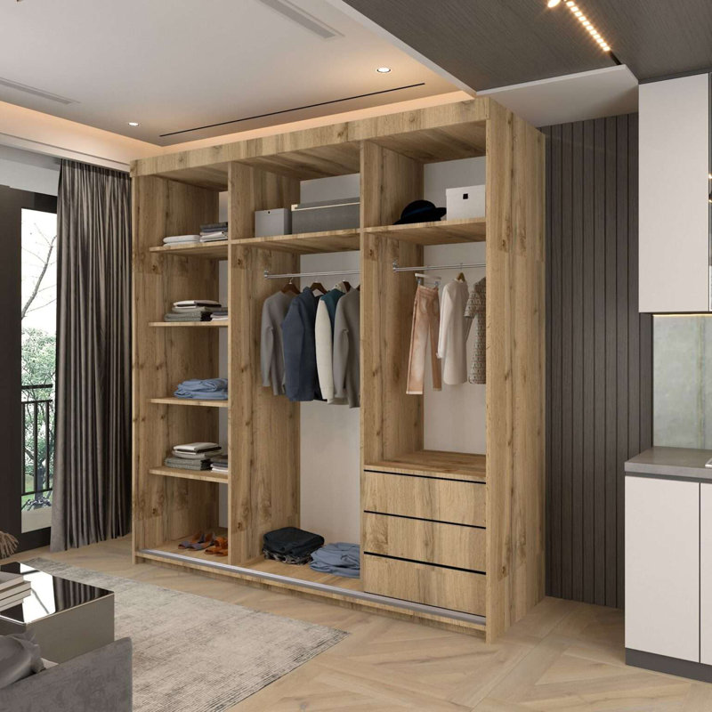2 Door Laminate Wardrobe, Votan, 217cm H x 200cm W x 62cm D