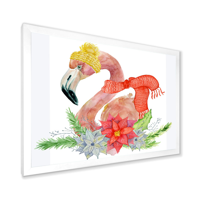 «Christmas Lama Ready For Santa II», reproduction sur toile flottante, H 24 po x l 36 po x P 1 po, Cadre photo blanc