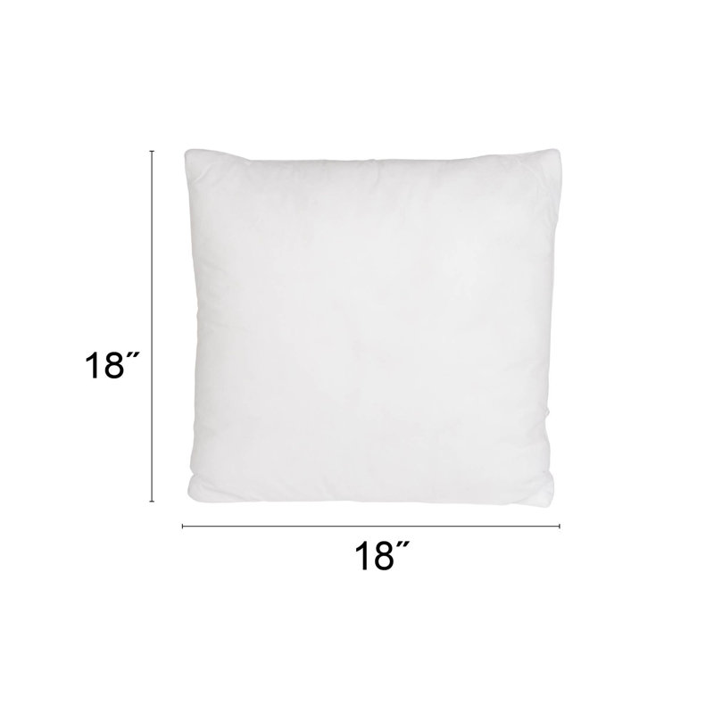 Garniture de coussin carré en oléfine 18 po avec bourre en polyester, ensemble de 2, Carré 18 po