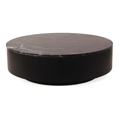 Table basse ronde avec plateau en marbre à paillettes dorées