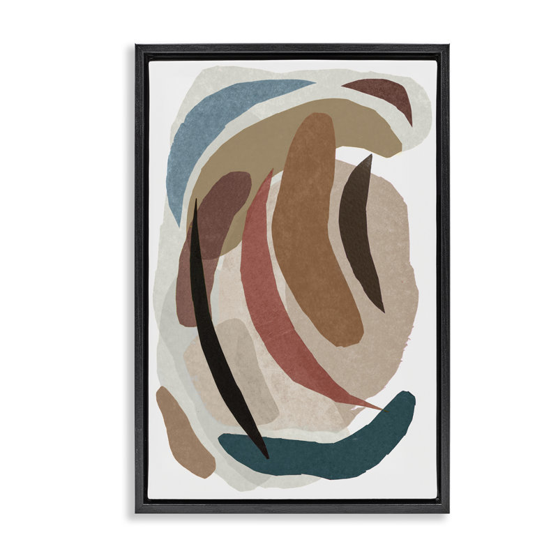 Cadre flottant en papier, tons de terre, par Nikki Galapon, H 25 po x l 17 po, Cadre flottant noir de jais