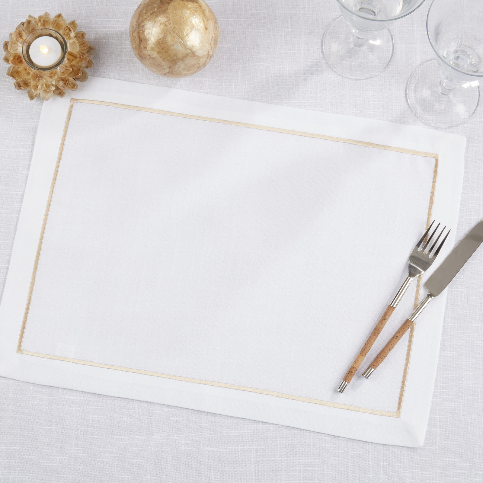 Embroidered Placemat, Cream