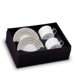 Perlee Platinum Tea Cup & Saucer Gift Box - Set of 2