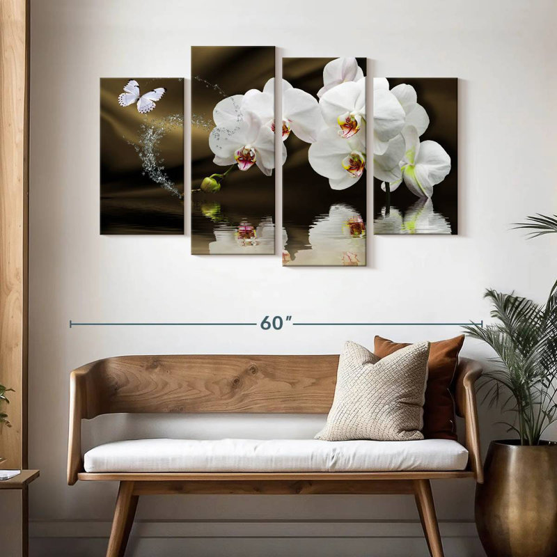 Harnek White Orchids And Butterfly