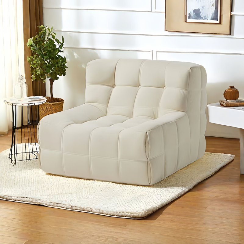 Chaise berçante moderne rembourrée, Blanc cassé / blanc