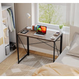 Rustic Brown Folding Computer Desk, No Assembly Space Saving Writing Table