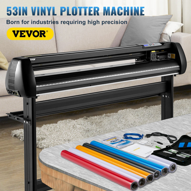 Vinyl Cutter, 53inch Vinyl Cutter Plotter with Stand, Adjustable Speed Force for Sign Making Vinyl Plotter, SignMaster Software Vinyl Tape Tools Vinyl Printer Available with COM USB Bluetooth
