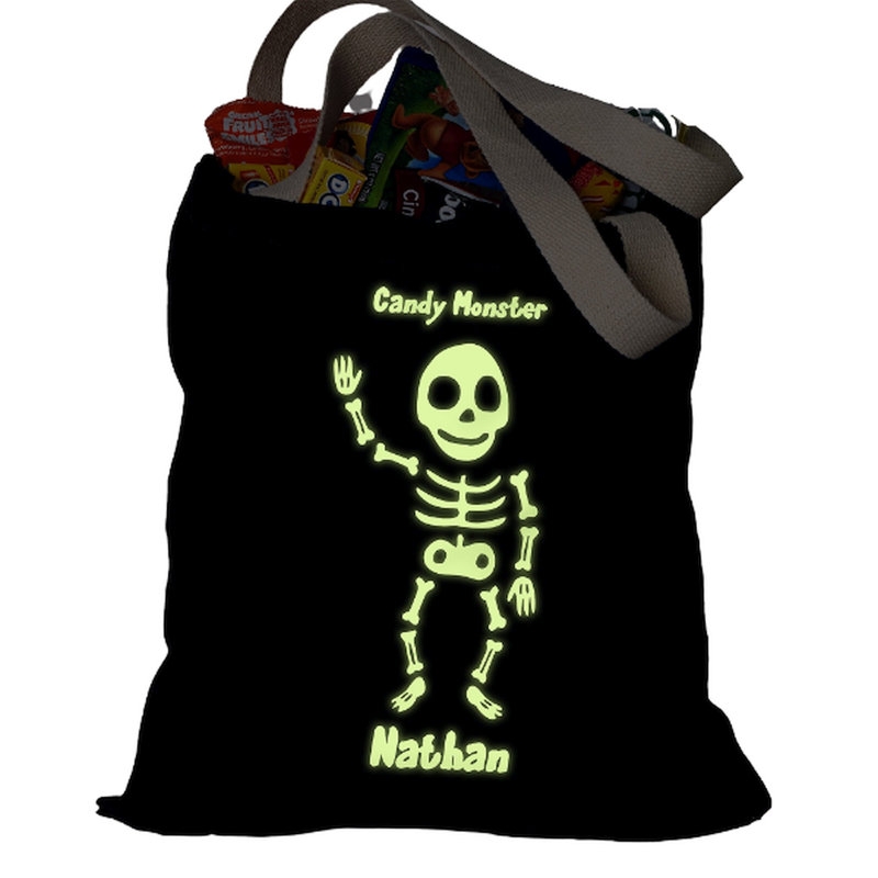 Sac à gâteries squelette Glow-in-The-Dark, Oui