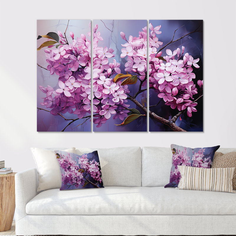 Lilas beauté dévoilée II - Lilas, ensemble d'art sur toile, Toile tendue, H 32 po x l 48 po x P 1 po