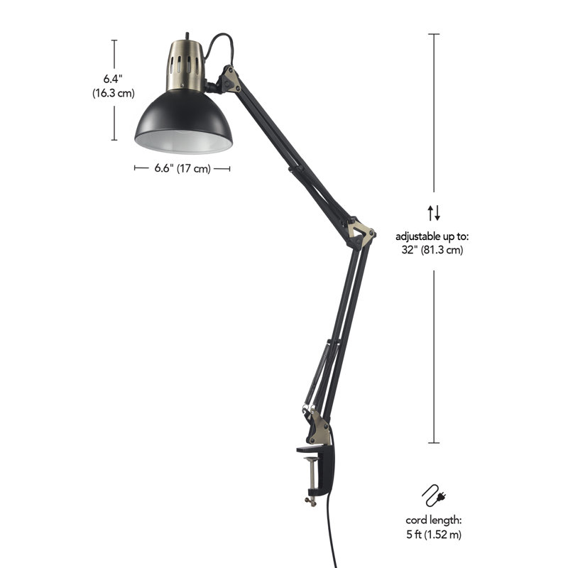 Shameca Metal Architect Lamp Lamp, Black