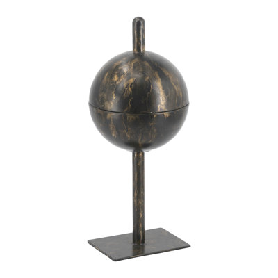 Black & Gold Iron Orb Sculpture Tray – Iron Sculptural Hidden Storage Tray, Modern Charm & Sturdy Design,living Room/entryway/bedroom Home Decor