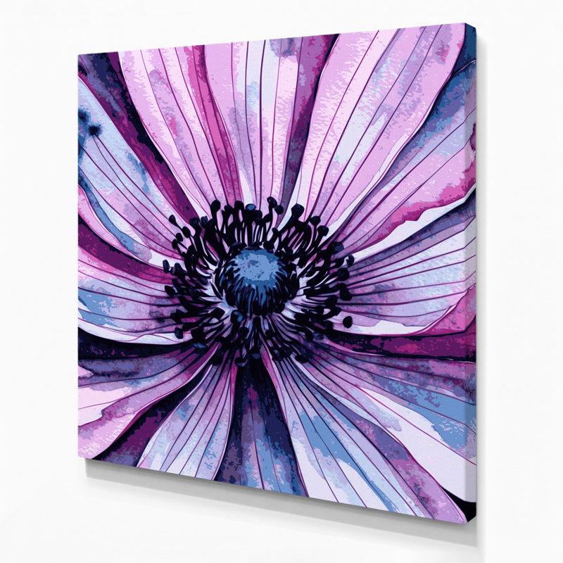 «Watercolor Botanical 18», art mural sur toile mauve, H 12 po x l 12 po