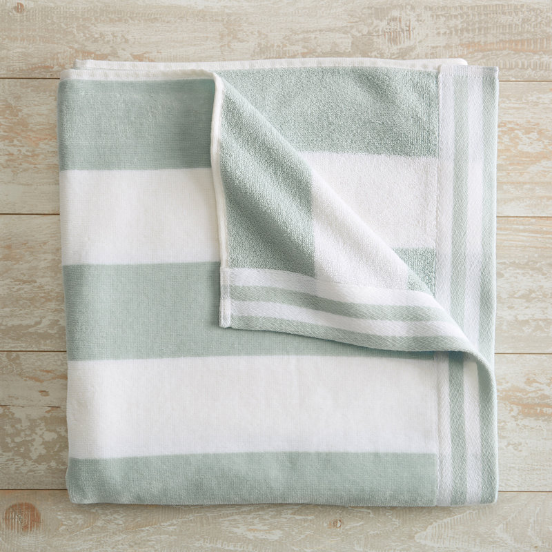 100% Cotton Cabana Stripe Oversized Beach Towels, Light Blue/White