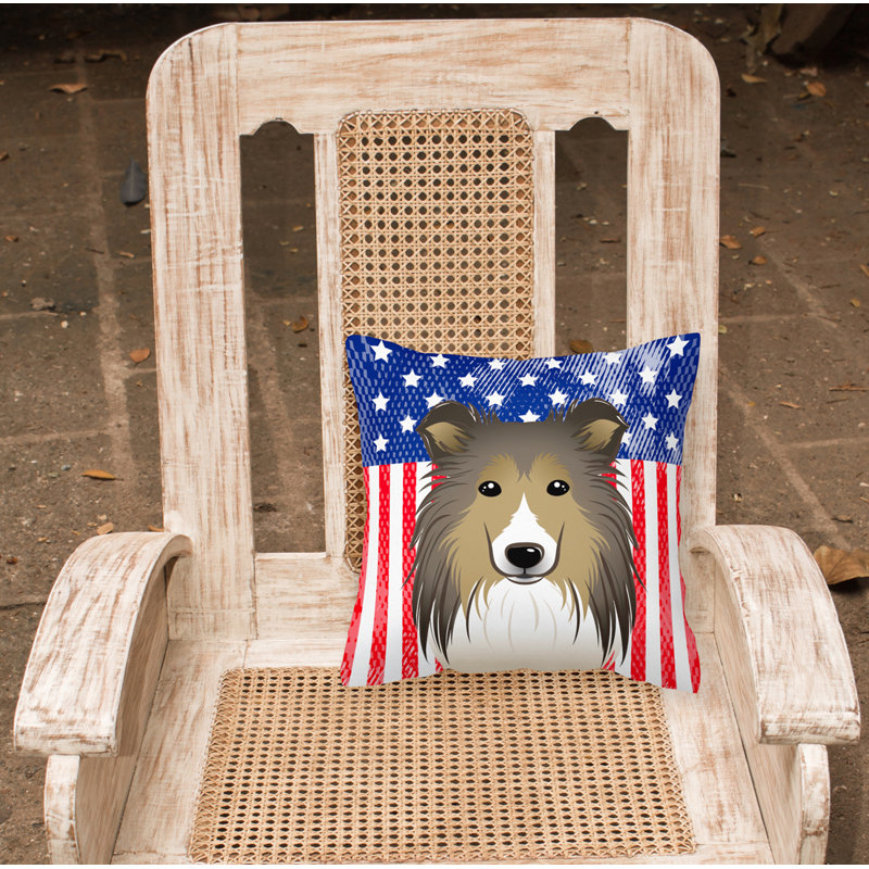  Coussin 14 "American Flag, 14 po x 14 po, Berger Shetland