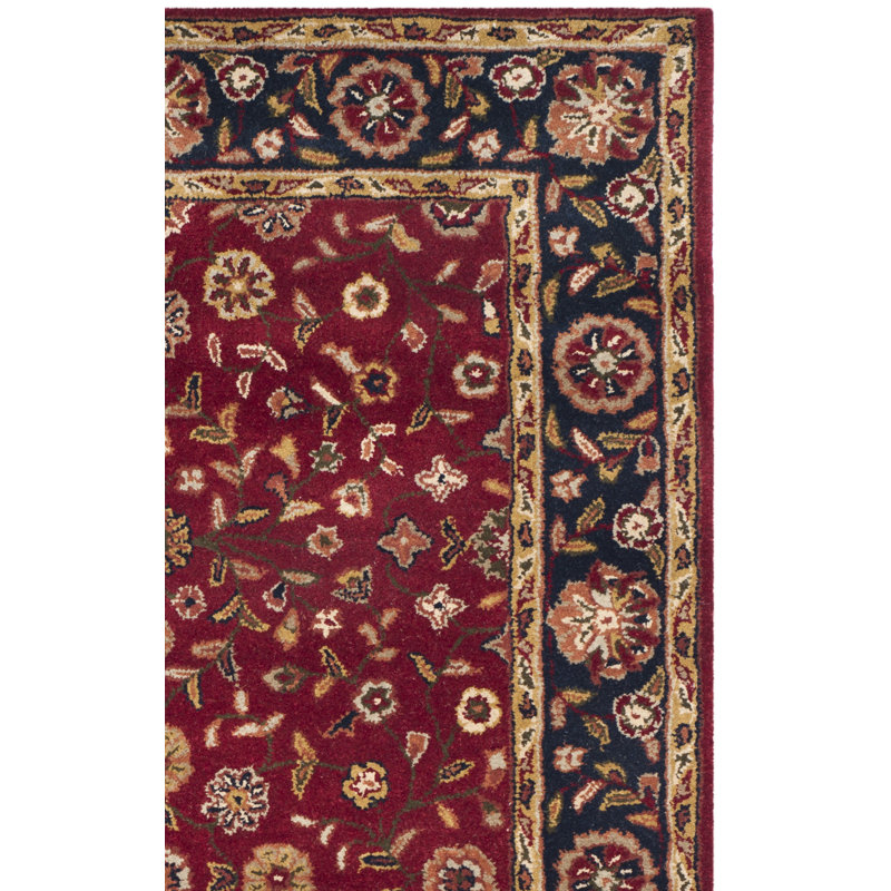Tapis rouge / bleu marine en laine touffeté à la main Cranmore, Tapis de couloir 2 pi 3 po x 6 pi