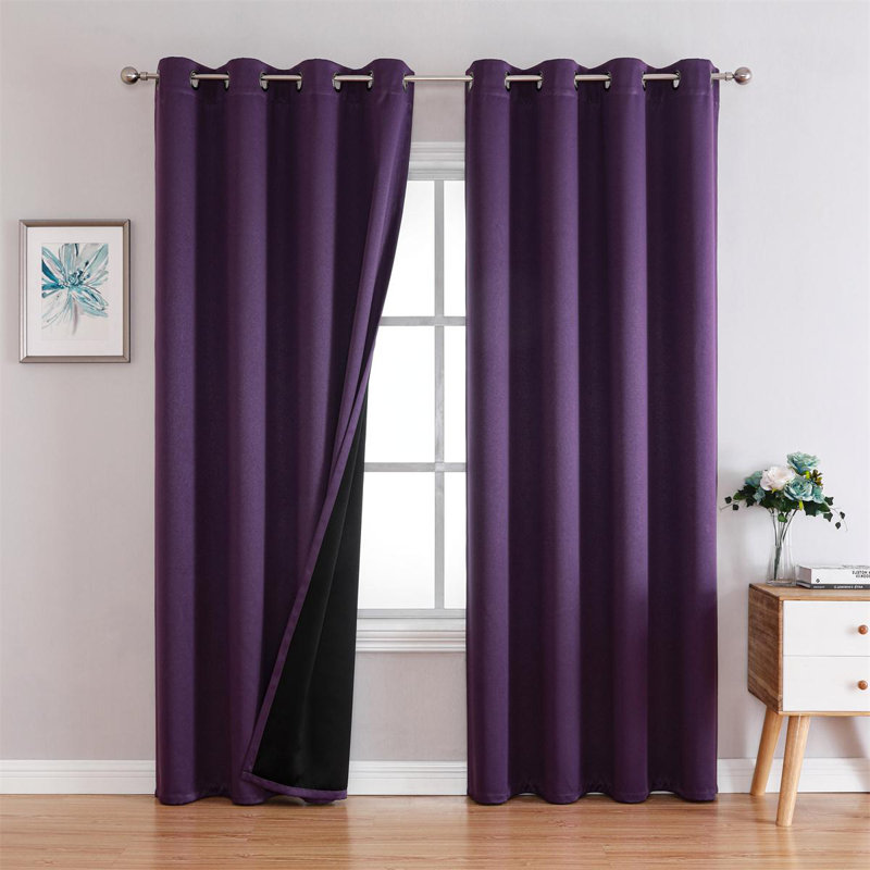 Orantes Solid Polyester 100% Blackout Curtains & Drapes Pair For Bedroom Living Room 63 84 95 Inches Long Grommet Curtains Thermal Insulated Sunlight Blocking Noise Reducing