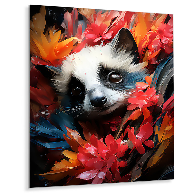 Rose et blanc floral suricate Portrait - art mural en métal Meercat, H 32 po x l 16 po x P 1 po