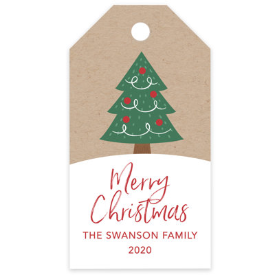 Koyal Wholesale Custom Christmas Gift Tags Tree Design Custom Family Name & Year 60-Pack