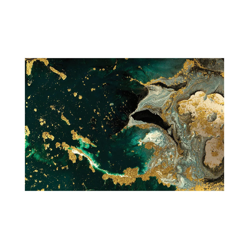 Teal Ocean Marble by EnShape - Wrapped Canvas Print, 20.32 cm H x 30.48 cm W