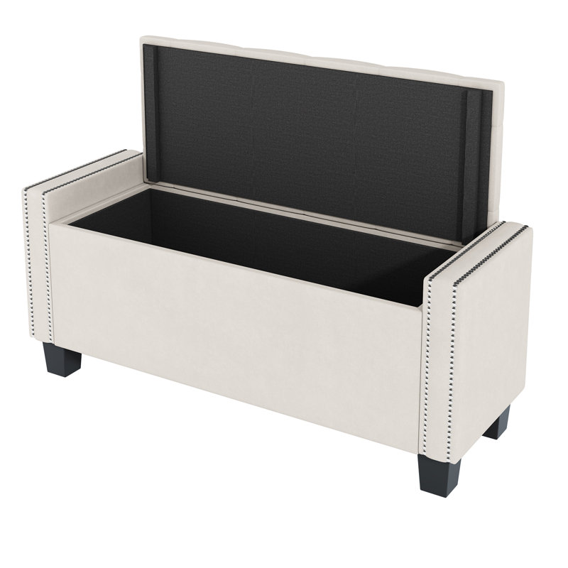 Banc de rangement rembourré en velours Maxxton, Beige
