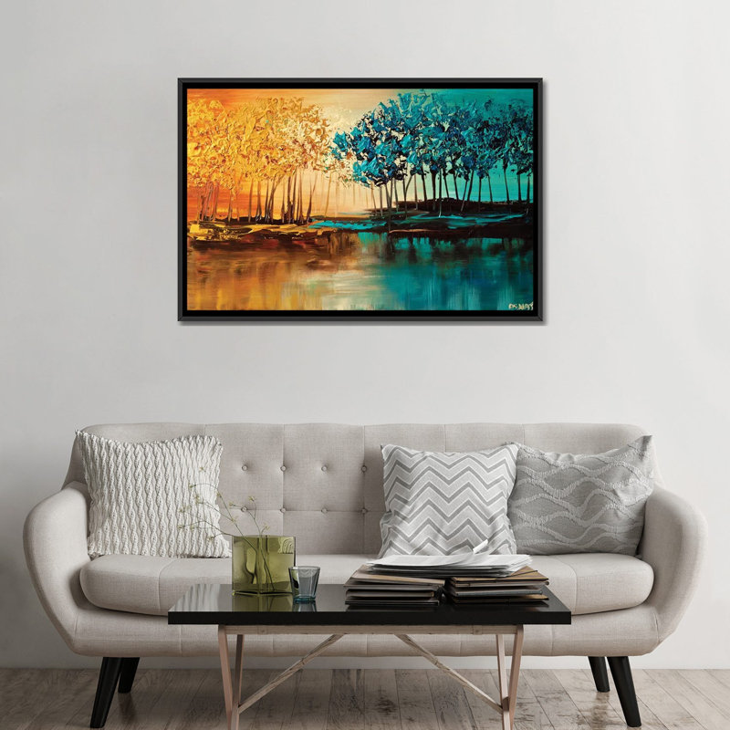«Swiger Eden», reproduction sur toile, H 18 po x l 26 po x P 1,5 po, Toile avec cadre noir, Pas de tapis