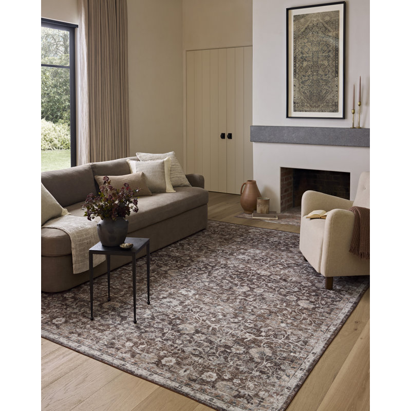 Amber Lewis x Loloi Machine Washable Josie Earth / Natural Area Rug, Rectangle 3'6" x 5'6"