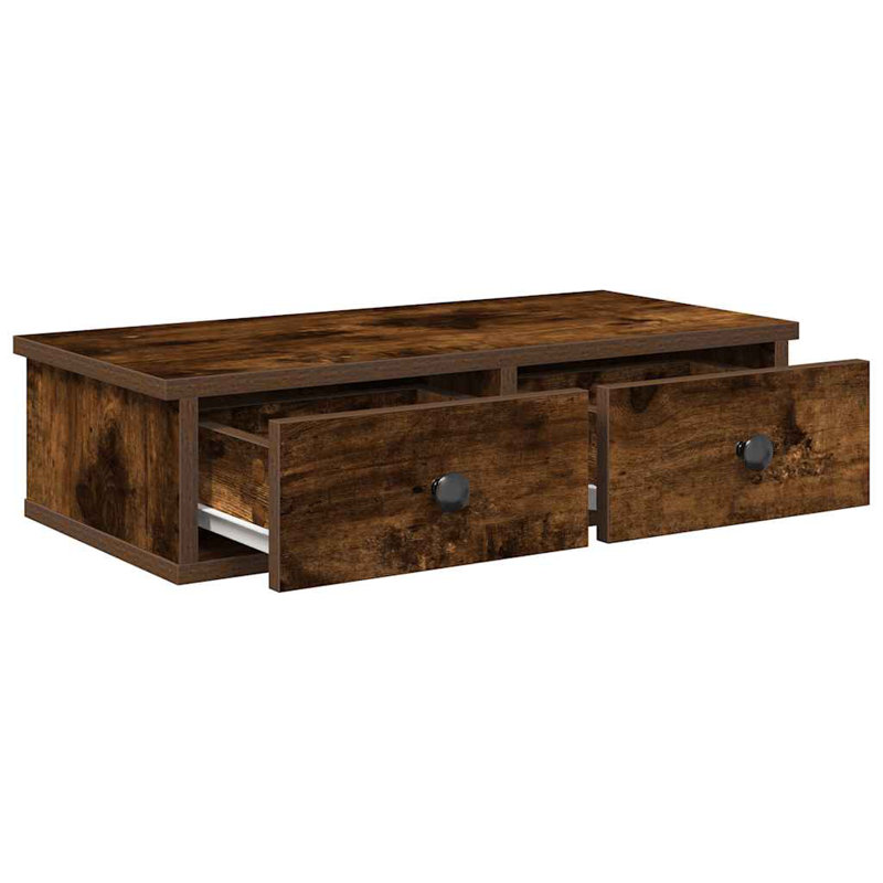 113-9 Wall Mounted Shelf, Smoked oak, 15cm H x 60cm W x 28cm D