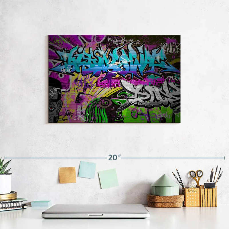 Underground Graffiti On Canvas Print, 8" H x 12" W x 1" D