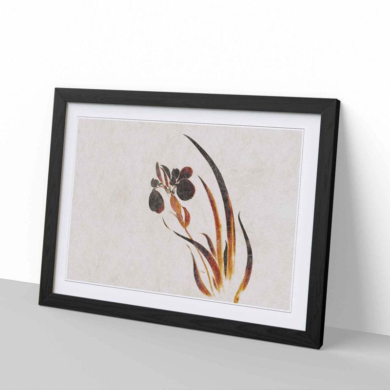 Iris Flower by Shibata Zeshin - Framed Print, 27cm H x 36cm W x 2cm D, Black Framed