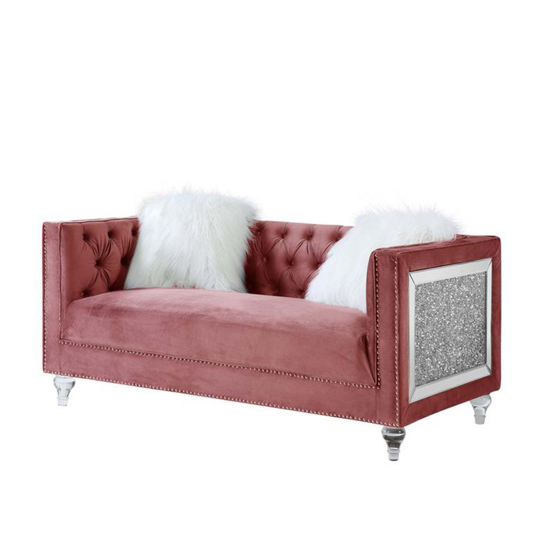 Causeuse en velours Kimber, Rose