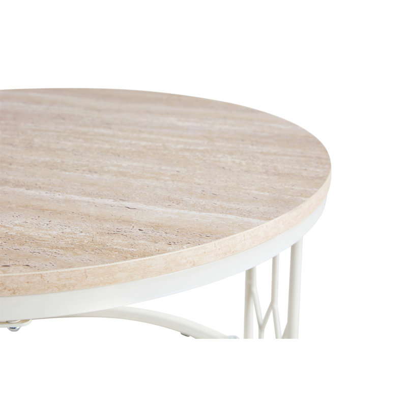 Table basse ronde en panneau de fibres à densité moyenne, Blanc