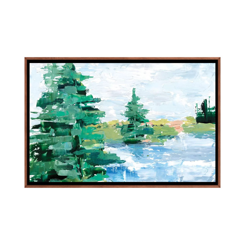 «Evergreen Lake I» par Ethan Harper - reproduction d'art, H 40 po x l 60 po x 1,5 po, Toile avec cadre en bois classique