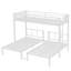Lit simple superposé simple au-dessus de simple et triple simple, lit superposé en forme de L en métal pour 3 avec tablette, table et garde-corps, blanc