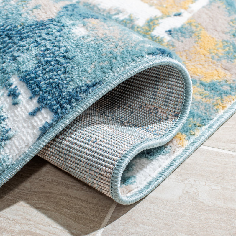 Agastya Teal/Gold Area Rug, Rectangle 10' x 14'
