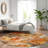 Machine Washable Indoor/Outdoor Xhevrie Orange Rug-1885668019