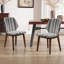 Chaise d'appoint de salle à manger rembourrée de style Mid-Century en chenille rayée avec structure en bois massif (ensemble de 4)
