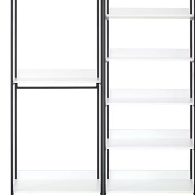 Cox Modular Closet System, 8 Shelves, 3 Hanging Rods, Black Metal