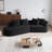 Cniyah Curved Chenille Upholstered Sectional Sofa with Throw Pillows-114734572-114734573