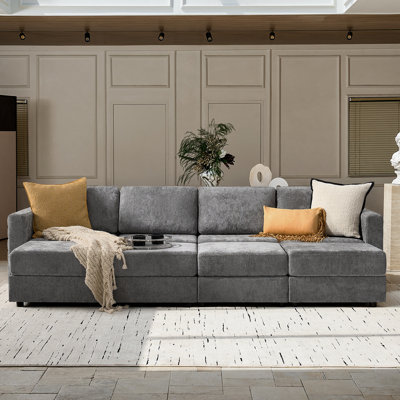 Canapé modulaire à rangement large avec 4 repose-pieds de 124,5 po Jagger