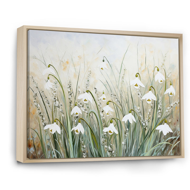 «Farmhouse Snowdrops Bloom Charm I», reproduction sur toile, Cadre naturel flottant, H 30 po x l 40 po x P 1,5 po