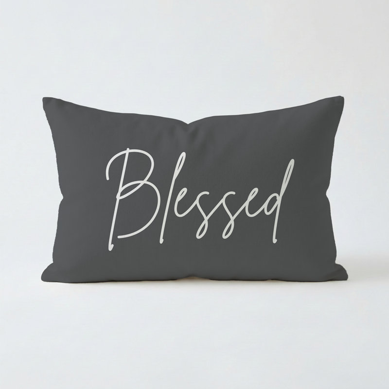 Blessed Pillow 16"x12" Charcoal, 16"x12", Charcoal
