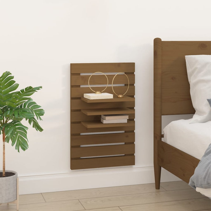 Hivda 2 Piece Solid Wood Floating Shelf, Brown