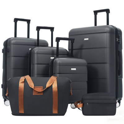 Ensemble de 6 valises rigides avec ABS durable, roulettes pivotantes à 360 ° et verrouillage par mot de passe sécurisé pour un voyage sans effort