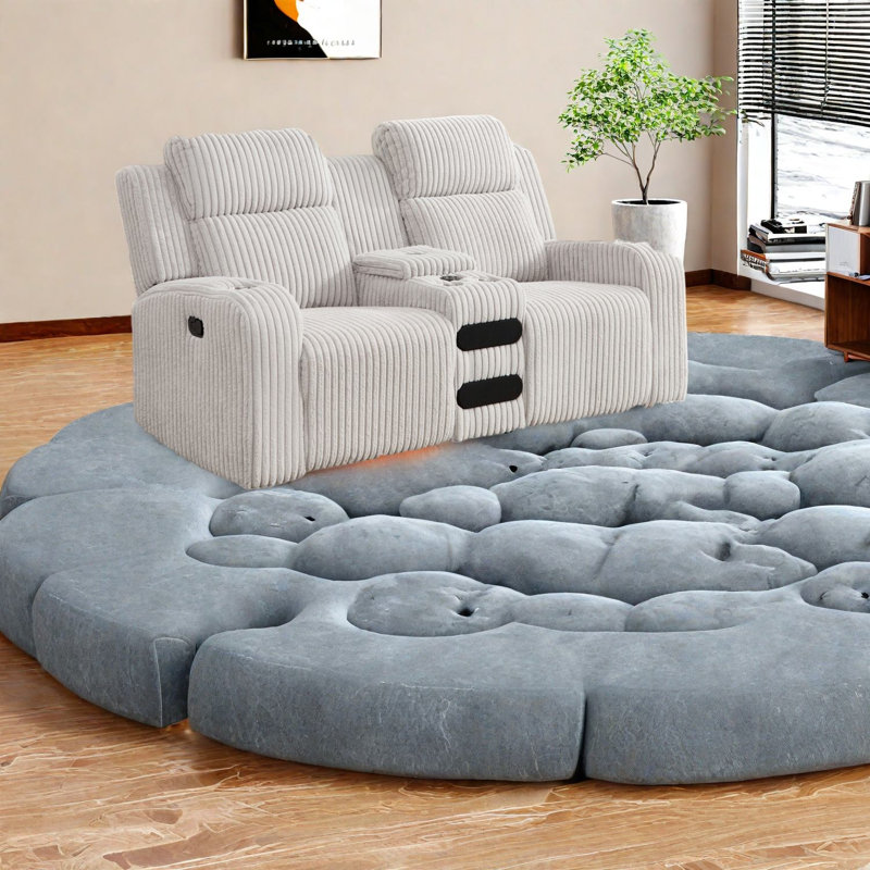 Comfortable Grey Recliners, Faux Fur Stylish Lounger For Living Room