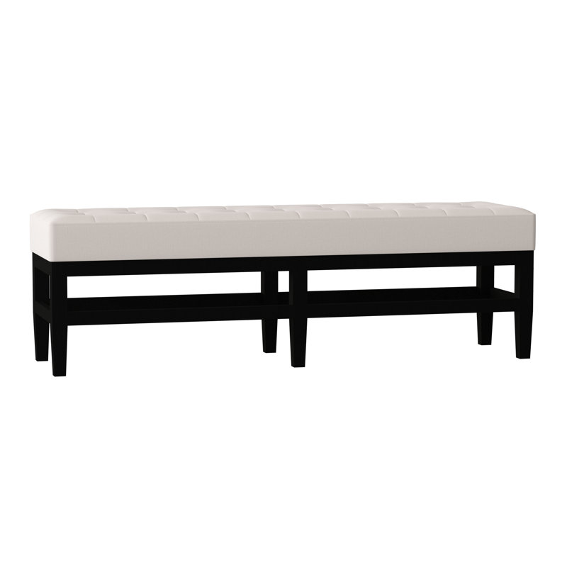 Galindo-White Upholstered Bench, Lena White, Mahogany