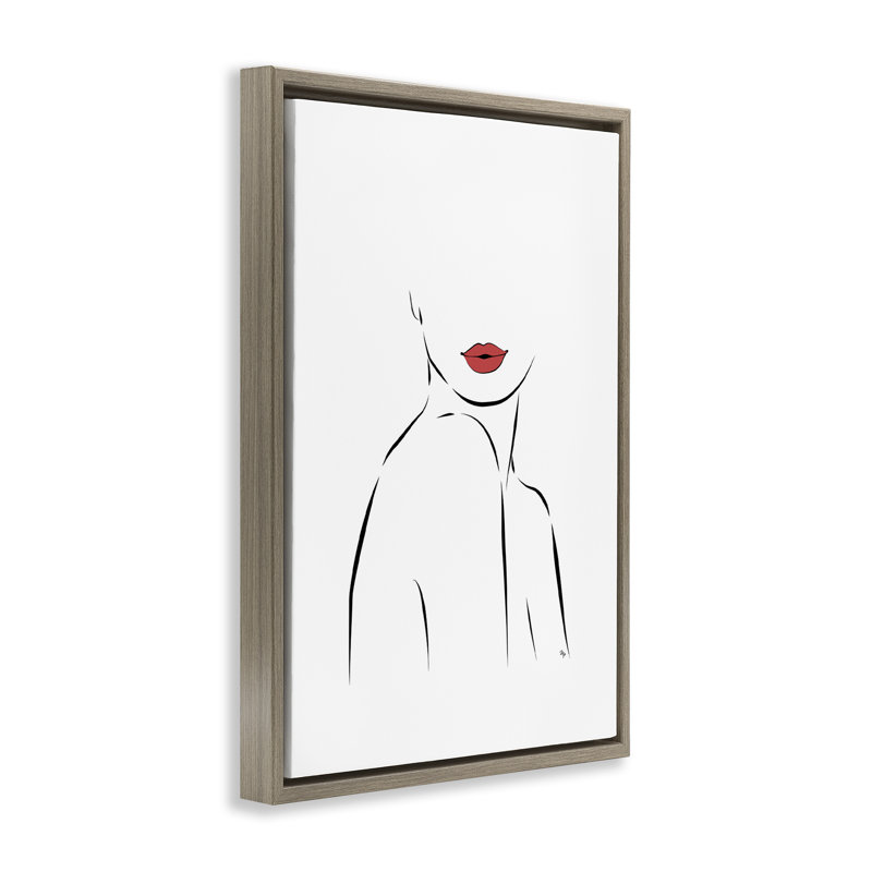 «Feminine Line Torso», dessin par Martina Pavlova, H 31 po x l 21 po, Cadre flottant orme Montalcino